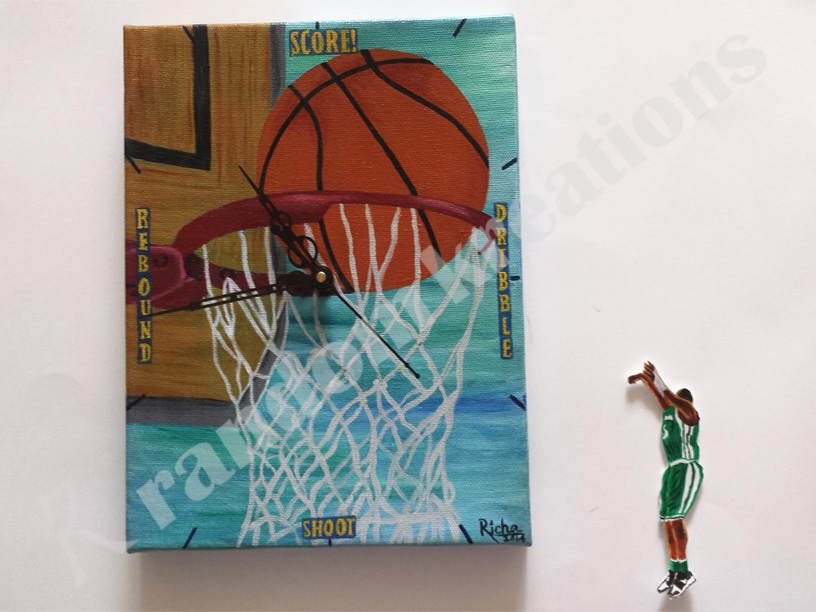 Basketball themed wall clock