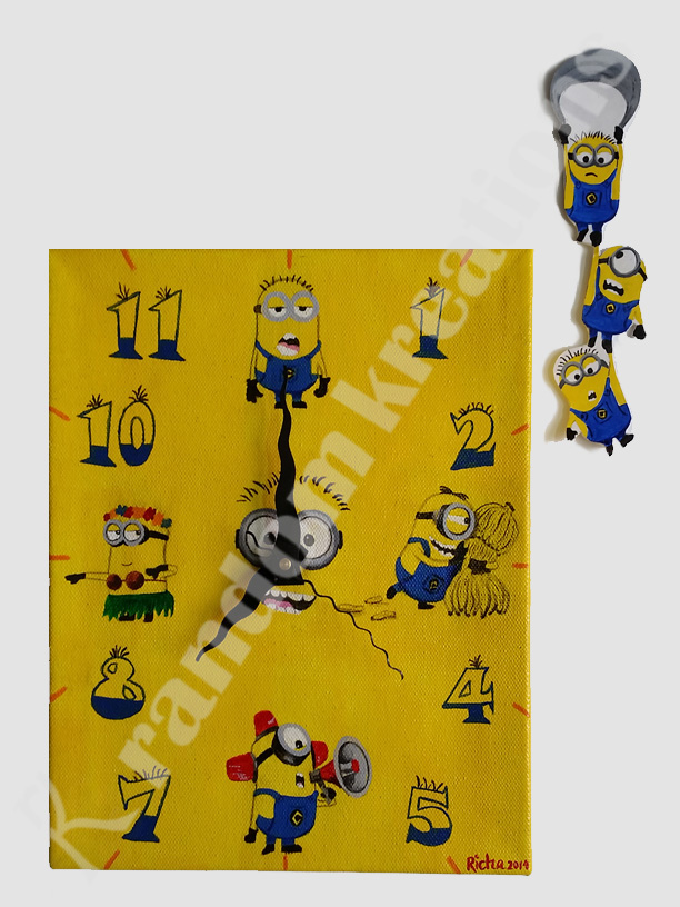 Minions flying wall clock